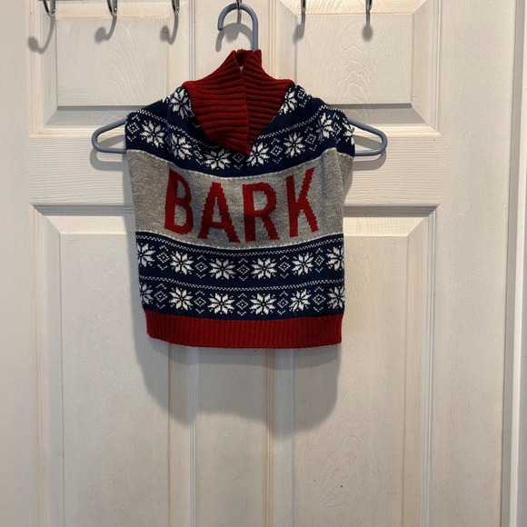 Other - Dog Sweater Vest Pet Apparel‎ Blue Red Snowflake BARK Fair Isle Knit Medium Dog